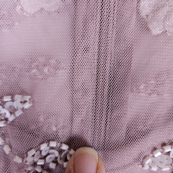 Adrianna Papell Embellished Dress Flutter Sleeve Cocktail Party Beaded Pink Sz 6 - Picture 14 of 16